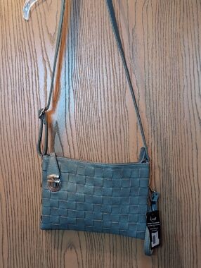 K CARROL - NANCY Woven Crossbody Bag in Teal - Women Bags With CC Holder NWT